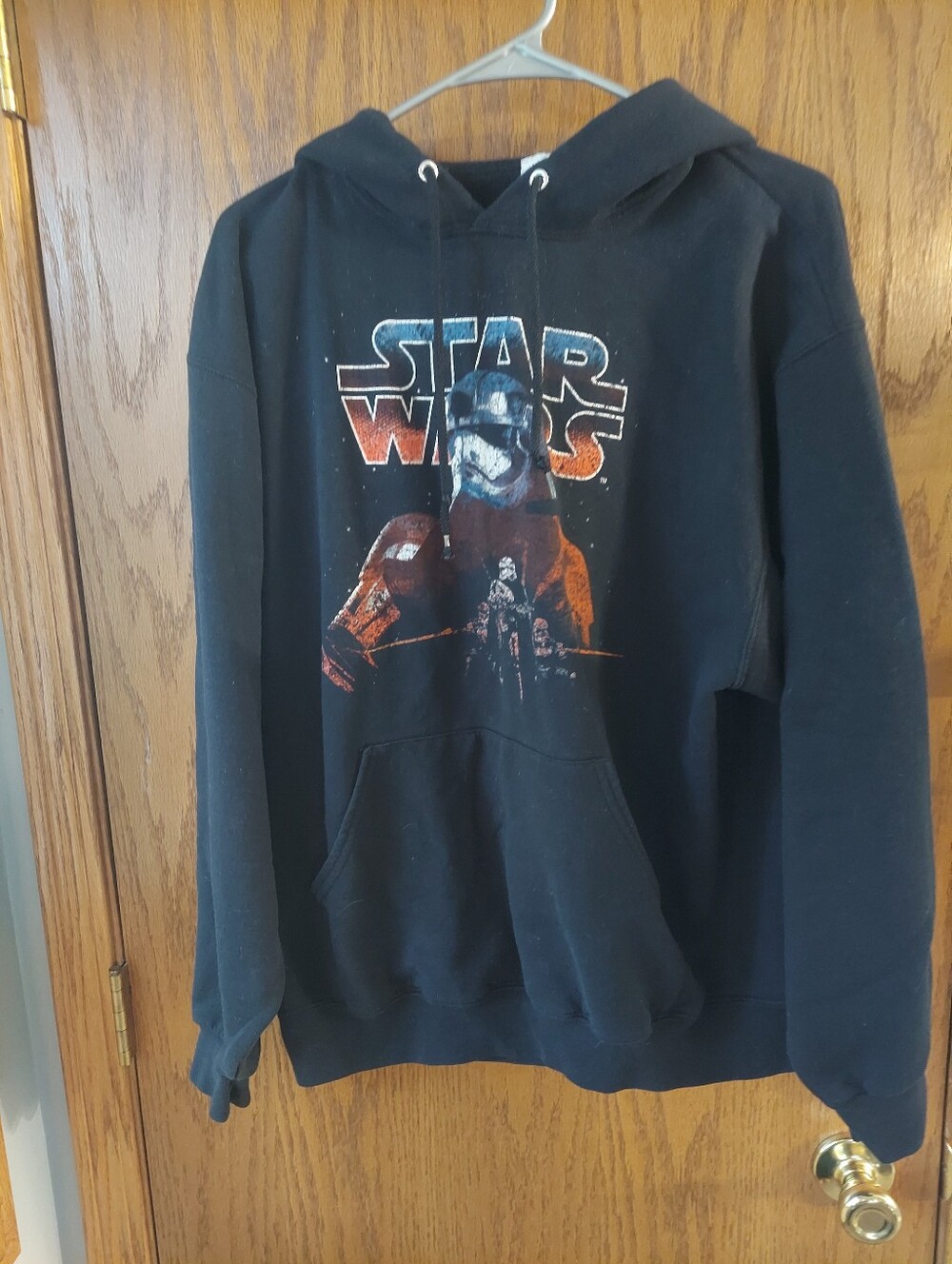 Star Wars Black Hoodie Sweatshirt Size Large Front Graphic Pocket